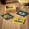 Green Bay Packers Coaster Set 4 Piece with Wood Caddy - Evergreen Enterprises
