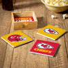Kansas City Chiefs Coaster Set 4 Piece with Wood Caddy - Evergreen Enterprises