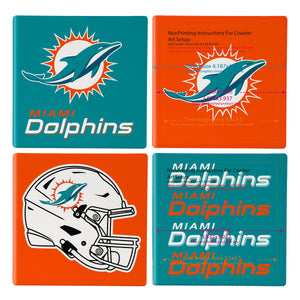 Miami Dolphins Coaster Set 4 Piece with Wood Caddy - Evergreen Enterprises