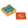 Miami Dolphins Coaster Set 4 Piece with Wood Caddy - Evergreen Enterprises