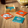Miami Dolphins Coaster Set 4 Piece with Wood Caddy - Evergreen Enterprises