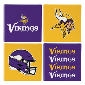 Minnesota Vikings Coaster Set 4 Piece with Wood Caddy - Evergreen Enterprises