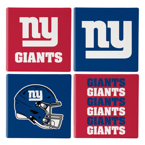 New York Giants Coaster Set 4 Piece with Wood Caddy - Evergreen Enterprises