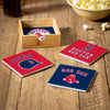 Boston Red Sox Coaster Set 4 Piece with Wood Caddy - Evergreen Enterprises