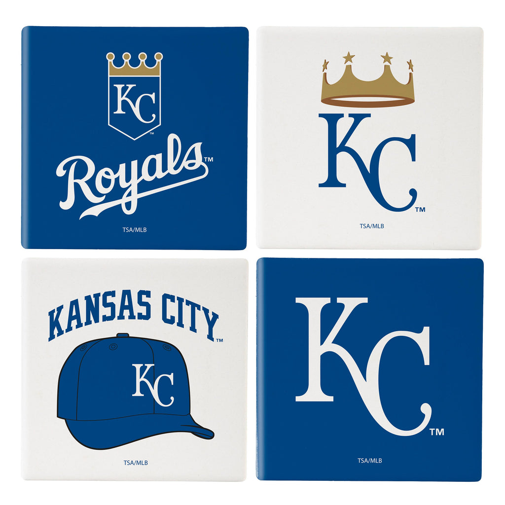 Kansas City Royals Coaster Set 4 Piece with Wood Caddy - Evergreen Enterprises