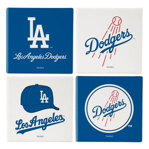 Los Angeles Dodgers Coaster Set 4 Piece with Wood Caddy - Evergreen Enterprises