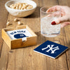 New York Yankees Coaster Set 4 Piece with Wood Caddy - Evergreen Enterprises