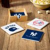 New York Yankees Coaster Set 4 Piece with Wood Caddy - Evergreen Enterprises