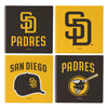 San Diego Padres Coaster Set 4 Piece with Wood Caddy - Evergreen Enterprises