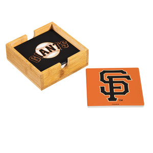 San Francisco Giants Coaster Set 4 Piece with Wood Caddy - Evergreen Enterprises