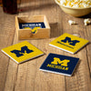 Michigan Wolverines Coaster Set 4 Piece with Wood Caddy - Evergreen Enterprises