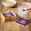 LSU Tigers Coaster Set 4 Piece with Wood Caddy - Evergreen Enterprises