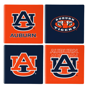Auburn Tigers Coaster Set 4 Piece with Wood Caddy - Evergreen Enterprises