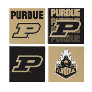 Purdue Boilermakers Coaster Set 4 Piece with Wood Caddy - Evergreen Enterprises