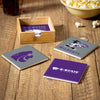 Kansas State Wildcats Coaster Set 4 Piece with Wood Caddy - Evergreen Enterprises