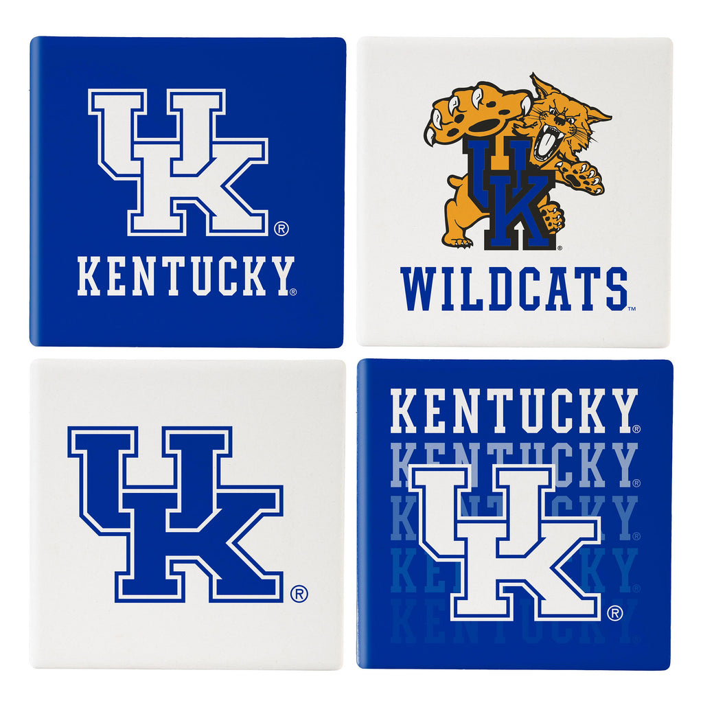 Kentucky Wildcats Coaster Set 4 Piece with Wood Caddy - Evergreen Enterprises