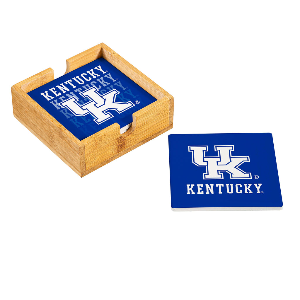 Kentucky Wildcats Coaster Set 4 Piece with Wood Caddy - Evergreen Enterprises