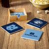 North Carolina Tar Heels Coaster Set 4 Piece with Wood Caddy - Evergreen Enterprises