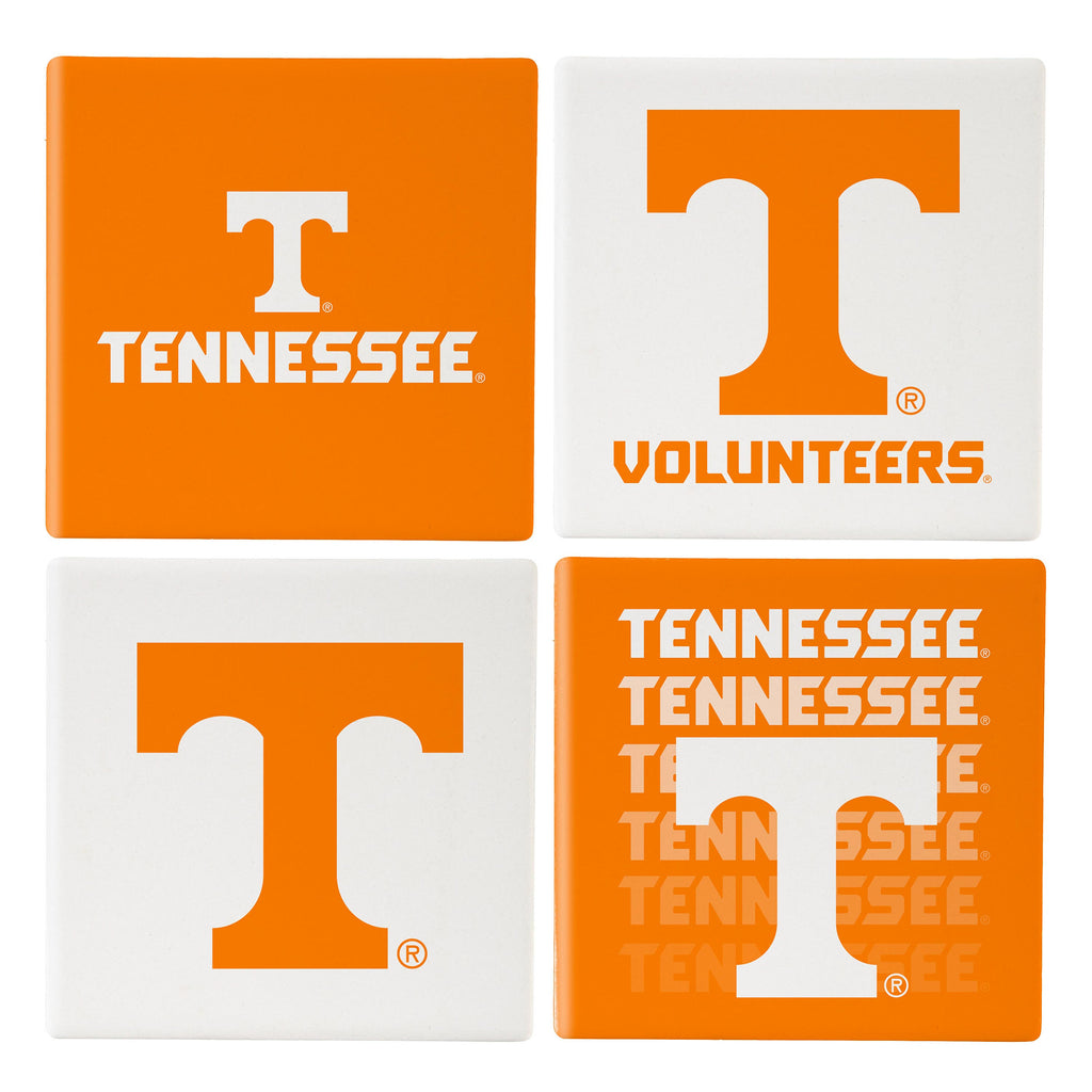 Tennessee Volunteers Coaster Set 4 Piece with Wood Caddy - Evergreen Enterprises