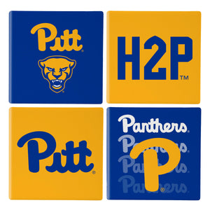 Pittsburgh Panthers Coaster Set 4 Piece with Wood Caddy - Evergreen Enterprises