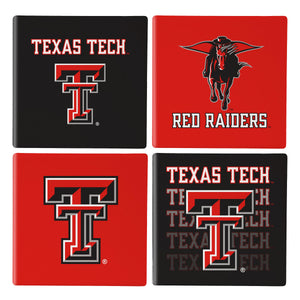 Texas Tech Red Raiders Coaster Set 4 Piece with Wood Caddy - Evergreen Enterprises