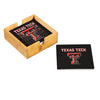 Texas Tech Red Raiders Coaster Set 4 Piece with Wood Caddy - Evergreen Enterprises