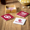 Oklahoma Sooners Coaster Set 4 Piece with Wood Caddy - Evergreen Enterprises