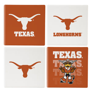 Texas Longhorns Coaster Set 4 Piece with Wood Caddy - Evergreen Enterprises