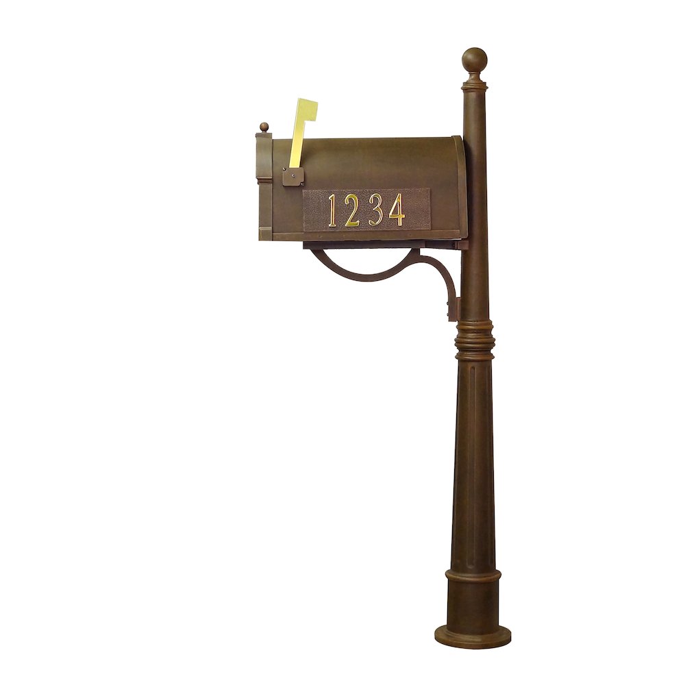 Curbside Mailbox with Front and Side Address Numbers and Ashland Mailbox Post - Special Lite Products