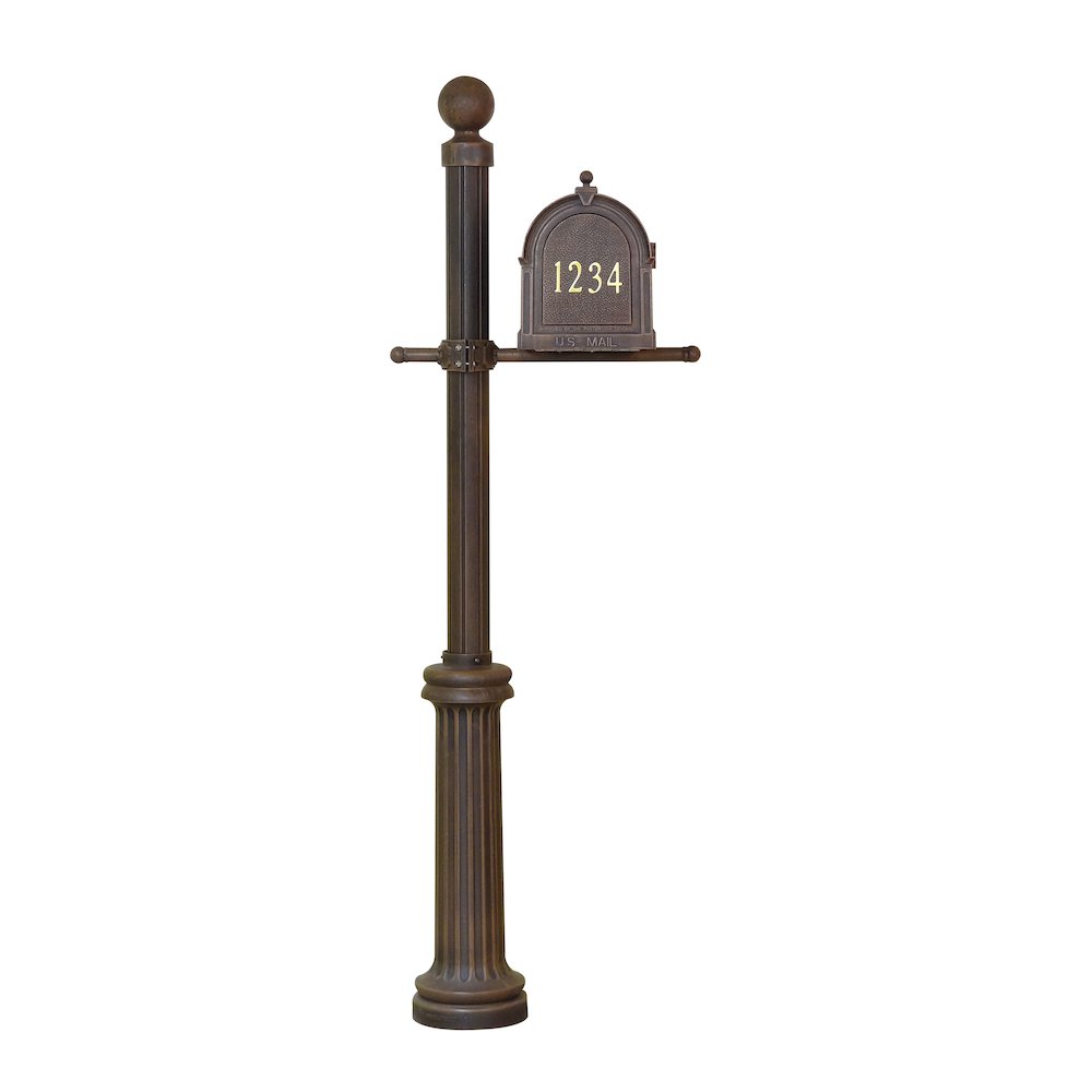 Berkshire Curbside Mailbox with Front Address Numbers and Fresno Mailbox Post - Special Lite Products