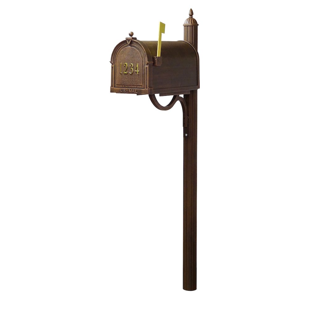 Berkshire Curbside Mailbox with Front Address Numbers and Richland Mailbox Post - Special Lite Products