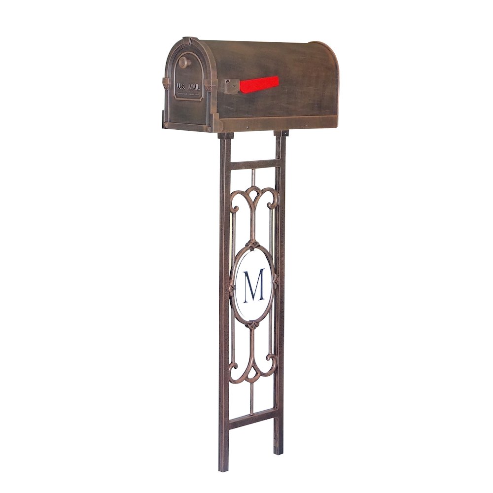 Savannah Curbside Mailbox with Monogram Mailbox Post - Special Lite Products