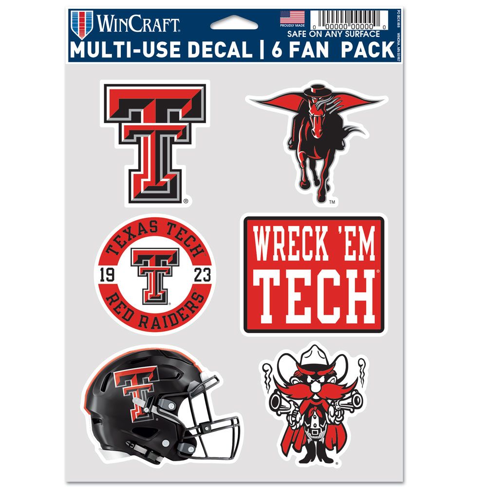 Texas Tech Red Raiders Decal Multi Use Fan 6 Pack - WinCraft