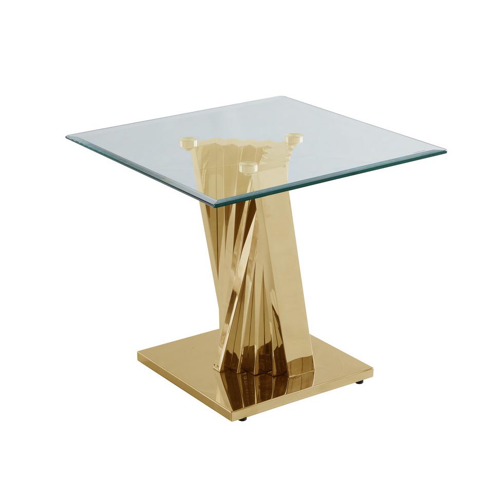 Glass Coffee Table Sets: Coffee Table, 2 End Tables and Console Table with Stainless Steel Gold Base - Best Quality Furniture