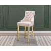 29'' Cream velvet barstool with gold color base (SET OF 2) - Best Quality Furniture
