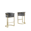 29'' Dark Gray Velvet Upholstered Barstool with Gold Base -Single - Best Quality Furniture