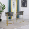 29'' Dark Gray Velvet Upholstered Barstool with Gold Base -Single - Best Quality Furniture