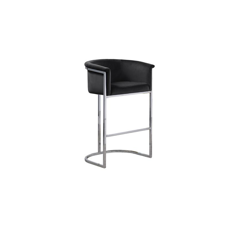 29'' Black Upholstered Barstool with Silver Base -Single - Best Quality Furniture