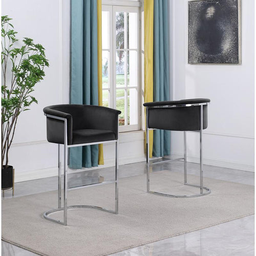 29'' Black Upholstered Barstool with Silver Base -Single - Best Quality Furniture