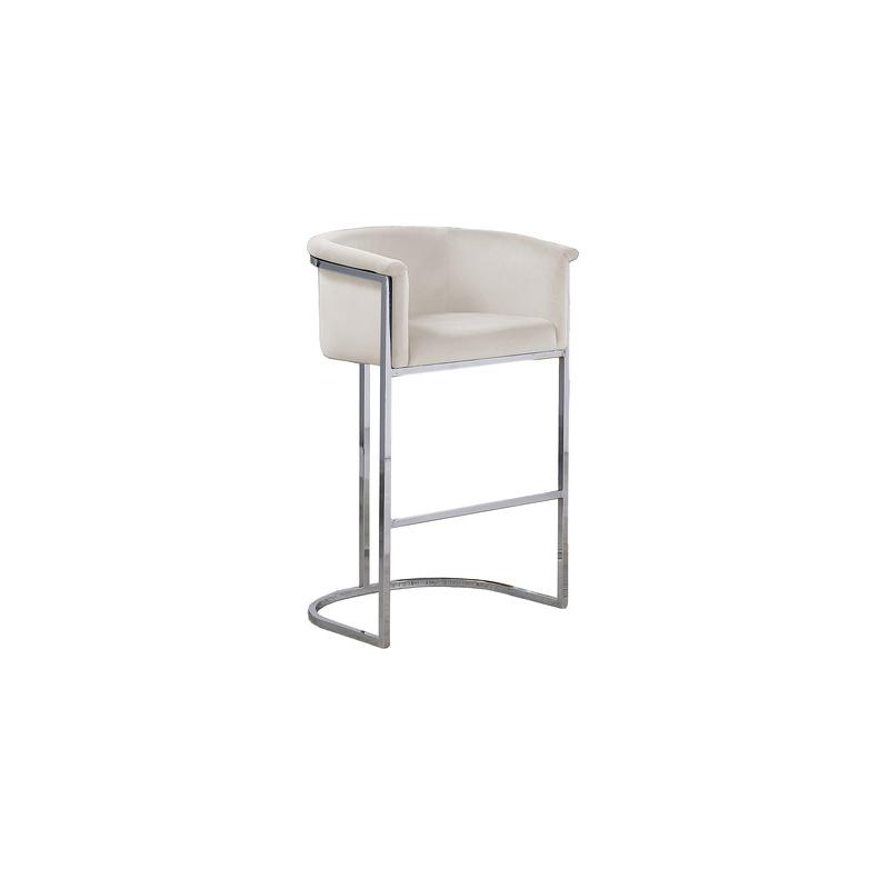 29'' Cream Upholstered Barstool with Silver Base -Single - Best Quality Furniture