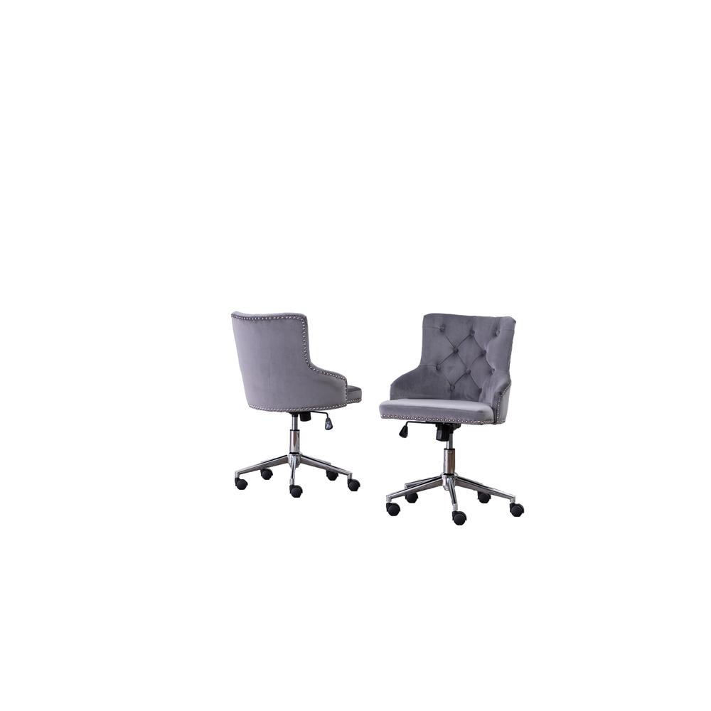 Tufted Velvet Upholstered Office Chair in Dark Grey - Single - Best Quality Furniture