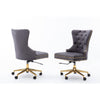 Tufted Velvet Upholstered Adjustable Wingback Chair, Gold Base, Dark Grey - Sinlge Only - Best Quality Furniture