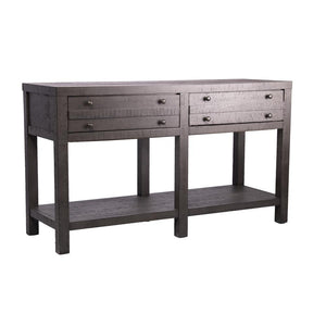 Rustic Style Console Table with Shelf and 2-Drawer Storage, Rustic Dark Grey - Best Quality Furniture