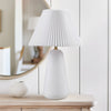 Textured Ceramic Table Lamp with Fluted Fabric Shade - INK+IVY