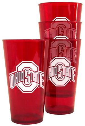 Ohio State Buckeyes Glass 16oz Pint Plastic 4 Pack -