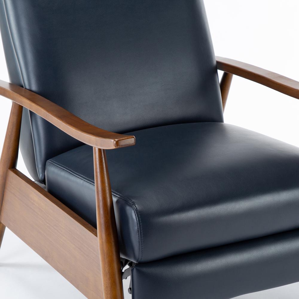 Solaris Wood Arm Push Back Recliner - Midnight Blue - Comfort Pointe