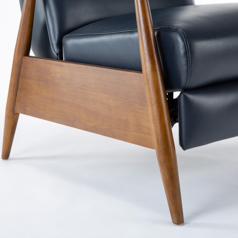 Solaris Wood Arm Push Back Recliner - Midnight Blue - Comfort Pointe