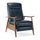 Solaris Wood Arm Push Back Recliner - Midnight Blue - Comfort Pointe