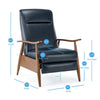 Solaris Wood Arm Push Back Recliner - Midnight Blue - Comfort Pointe