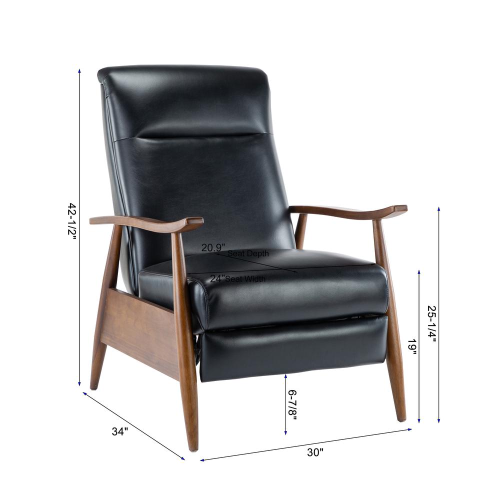 Solaris Wood Arm Push Back Recliner - Black - Comfort Pointe